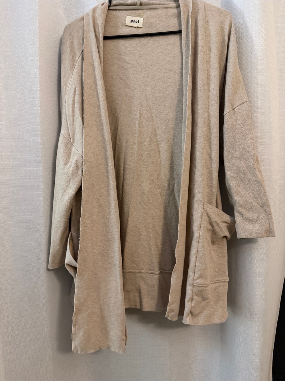 Pact Beige Open-Front Draped Cardigan